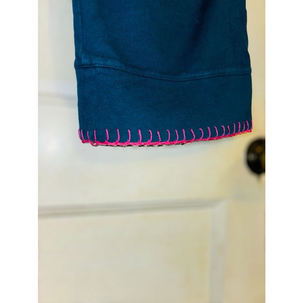 Sleep Sense Women’s Small Blue Embroidered Floral Patches Pajama/Lounge Pants - Picture 6 of 10